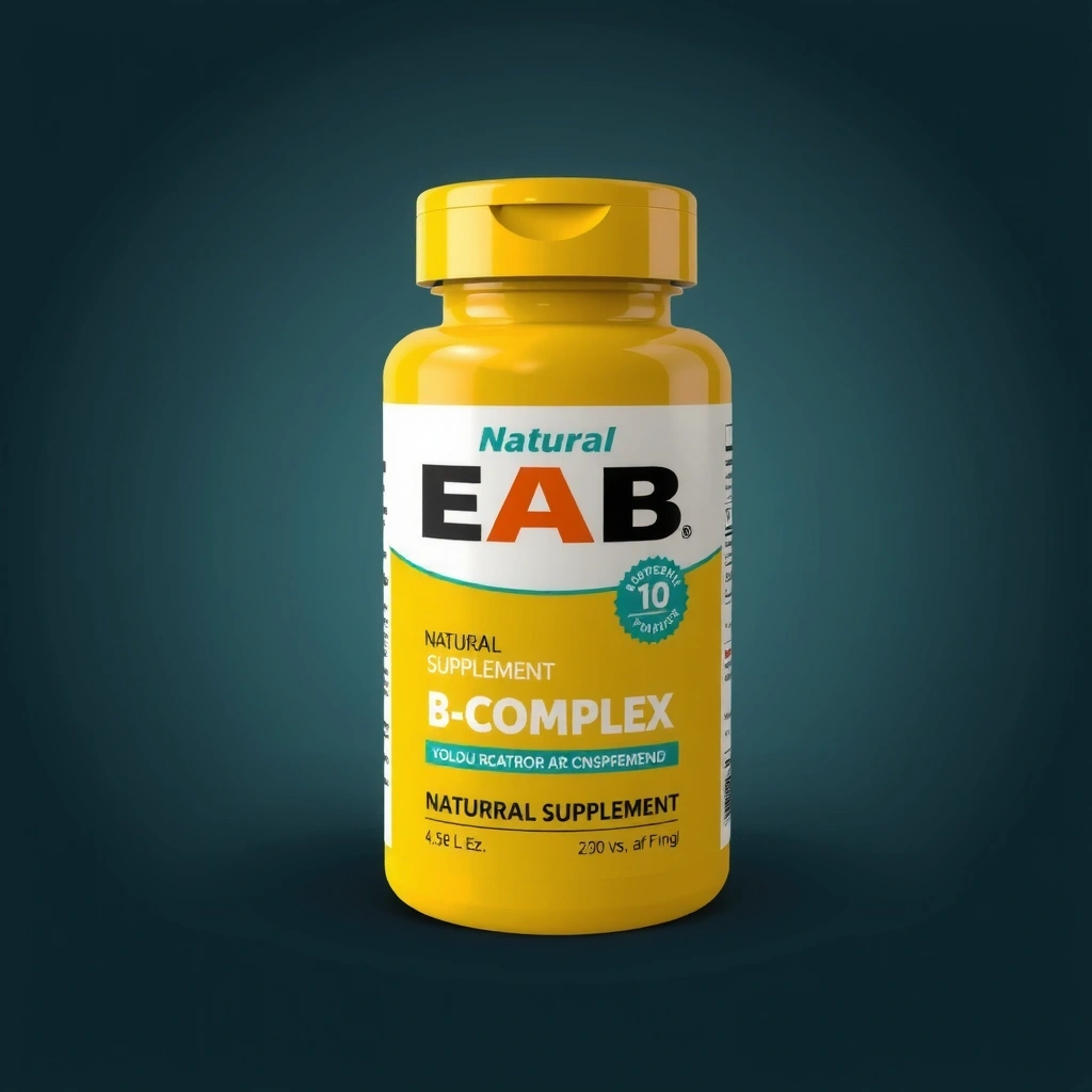 Botella de suplemento de Complejo B estilizada